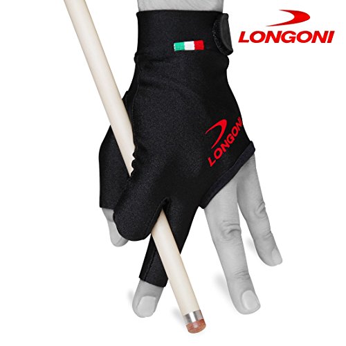 Longoni Black Fire Billiard Pool CUE Glove - for Left Hand - Black (Large) - Thumbnail 6