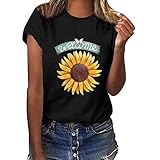 DondPO Sunflower T-Shirt Women Cute Funny Graphic Tee Teen Girls Casual Short Sleeve Tunic Shirt Tops Blouse