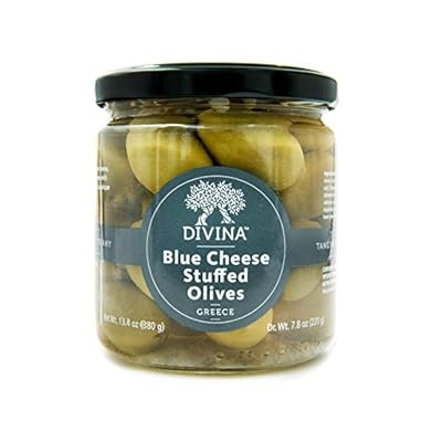 Divina Green Olives Stuffed w/ Blue Cheese, 7.8 oz (Pack of 2)