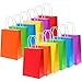 Tatuo 24 Pieces Kraft Paper Candy Bags Trick or Treat Bags Paper Gift Bags with Handle for Birthday Wedding Party Favors Halloween Party, 6 Colors