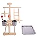 QBLEEV Parrot Playstand Perch Bird Play Stand Small Birds Play Gym Cockatiel Playground Platform Hanging Bell Swing Ladders Toys with Birdcage Food Dish Feeder Cup for Small Animals Hamsters Finchthumb 4