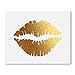 Lips Gold Foil Print Poster Decor Wall Art Kiss Love Makeup Fashion Girl Room Nursery 5 inches x 7 inches A35