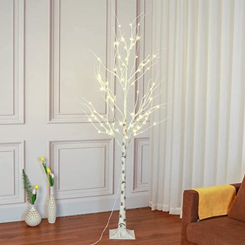 Vanthylit 6FT 88LT Prelit Birch Tree with Warm White Christmas Lights