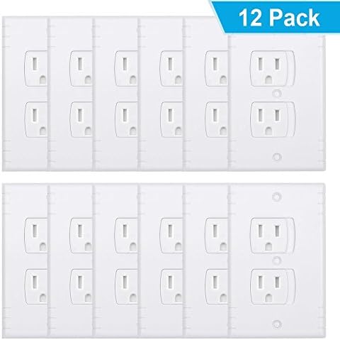 Clanocy Universal Electric Outlet Cover,Self-Closing Wall Plate Socket Plus Cover Best Child Proof Kits House Protection Kits for Child Safety-12 Pack