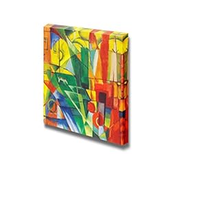 Landscape with House, Dog and Cattle by Franz Marc - Canvas Print Wall Art Famous Painting Reproduction - 12" x 12"