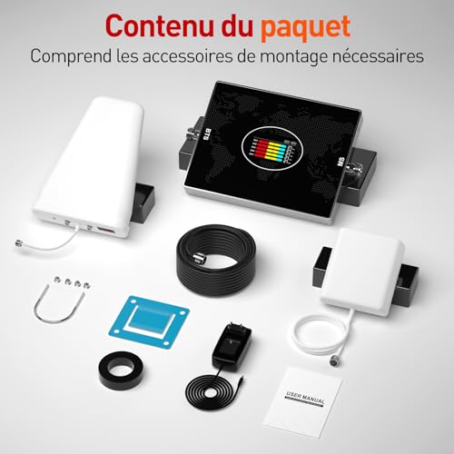 Amplifier 5G 4G 3G GSM 5 Bands 28/8/3/1/7 GSM Amplifier for Home Offices 70dB Gain Signal Repeater Compatible Bouygues, Free, Orange, SFR