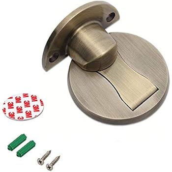 Magnetic Door Stop Door Holder, Solid Metal Invisible Door Stopper SUS 304 Stainless Steel Door Catch Doorstop 3M Double-Sided Adhesive Tape [No Need to Drill], and Catch Screw Mount 1 Pack (Bronze)