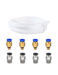 Ewigkeit PC4 M6 Conector Bowden PC4 M10 Pneumatic Push Connect Accesorios y Tubo de teflón PTFE para impresora 3D Filamento de 0.069 in (paquete de 11 unidades)