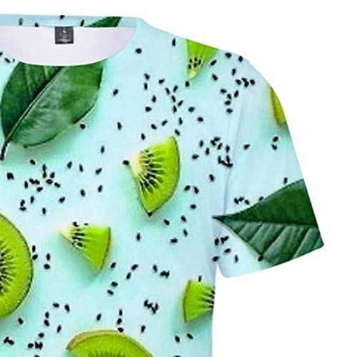 Atezch Men's Kiwifruit 3D Printing Pattern T-Shirt Top Lovely Short Tee Green - Thumbnail 4