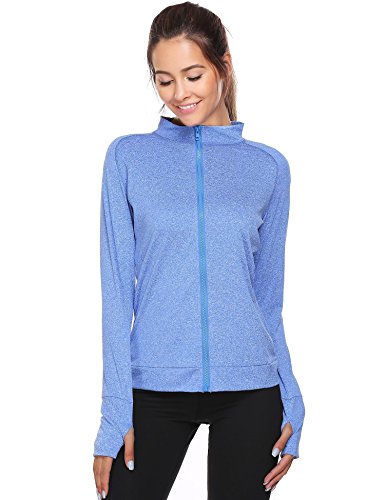 Unibelle Women's Active Comfy Full Zip Yoga Jacket with Thumb Holes - Thumbnail 3