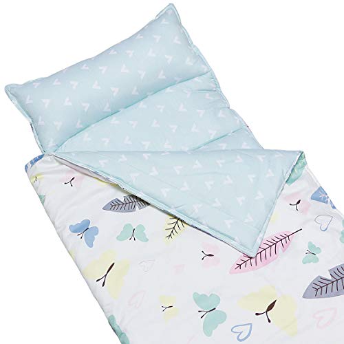 NEDVI Toddler Nap All-in-One Modern Kids Nap Mat with Removable Pillow for Toddler Boys and Girls - Soft,Easy Clean Toddler Nap Pad for Preschool, Daycare, Kindergarten (Butterfly)