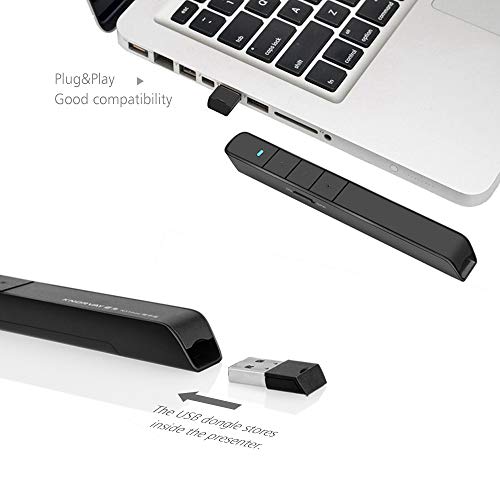 【 Rechargeable】 KNORVAY N75 Wireless Presenter Rechargeable with 300ft Long Control Range, Hyperlink USB Powerpoint Remote Presentation Clicker Laser Pointer Rechargeable 2.4GHz (B-Black) - Thumbnail 5