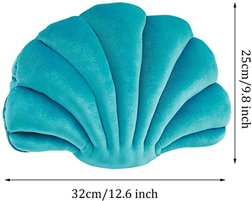 Shell Pillows,Seashell Pillows for Bed,Sofa,Couch,Decorative Shaped Throw Pillow Case Gift for Kids,Girl,Boy,Women,Sea Princess (Navy Blue,S)