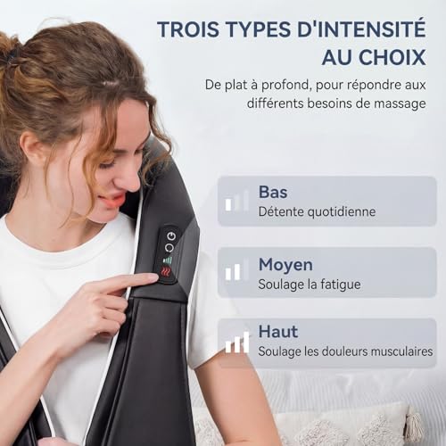 Neck Massager, Back and Neck and Shoulder Massage with Heating, 3D Electric Shiatsu Massage Device for Neck Massager, Neck Massager, Gifts for Car, Home, Office