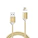 zrse 4th Generation 6.6 Feet Magnetic Braided USB Charging Cable for Samsung Galaxy S2 S3 S4 S6, Note 2/3/4/5,LG G4 G3, Sony Xperia Z5 Premium/Compact etc(2 Pack Gold)