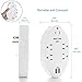 BESTTEN 3.1A Dual USB Wall Outlet Surge Protector, 5-Outlet Extender, 15A/125V/1875W, ETL Listed, White