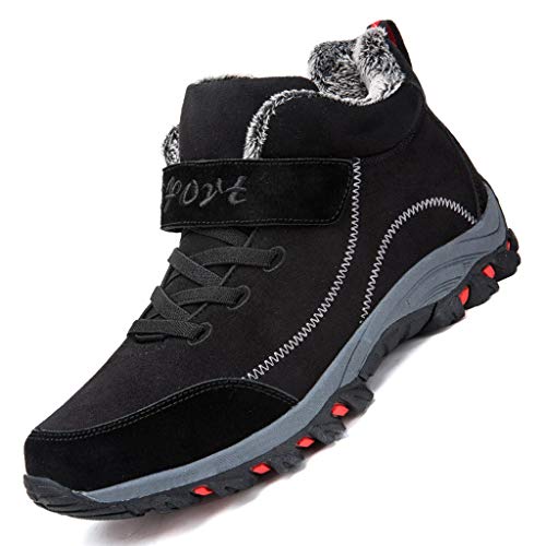 Dermanony Womens Fur Lined Winter Snow Sneakers Casual Sports Shoes Winter Warm Within Velvet Hiking Shoes
