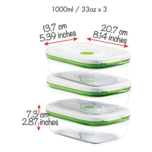 FOSA Vacuum Seal Food Storage System Reusable Small Containers, 3 pack