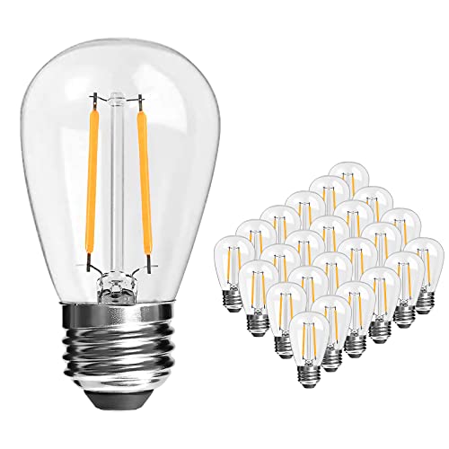 Spacelumen 25pcs 2W S14 LED Light Bulbs E27 Cap Glass Casing Waterproof 2700K Warm White for Outdoor Wreath