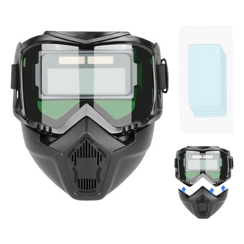 TGEXYI Careta para Soldar, Careta Electronica para Soldar, Desmontable Facial Soldadura conOscurecimiento Autom Tico, Bloquea la Radiación UV, Aislamiento Térmico, Viene con 20 HojasProtectoras