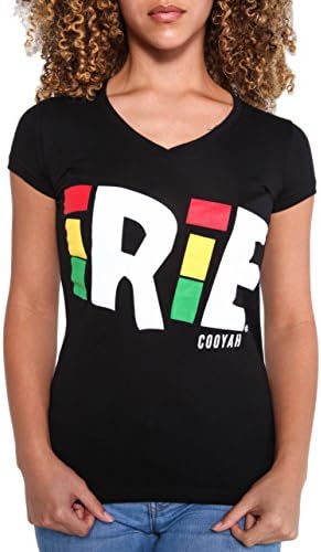 Cooyah Rasta T-Shirt Vintage Shirt Casual Reggae Top Jamaican V Neck Made In USA (Medium, Black 12)