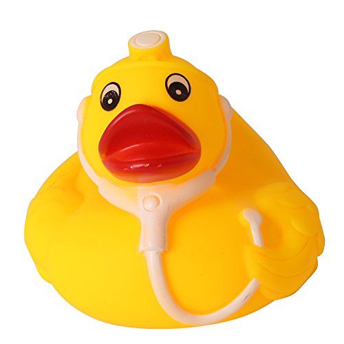 rainbow yuango Large 4.7" Yellow Ducks PVC Rubber Bath Toy Rubber Ducky for Baby Kinder Toys Bathtub Squirt Doctor Duck with Stethoscope (No.A38123)