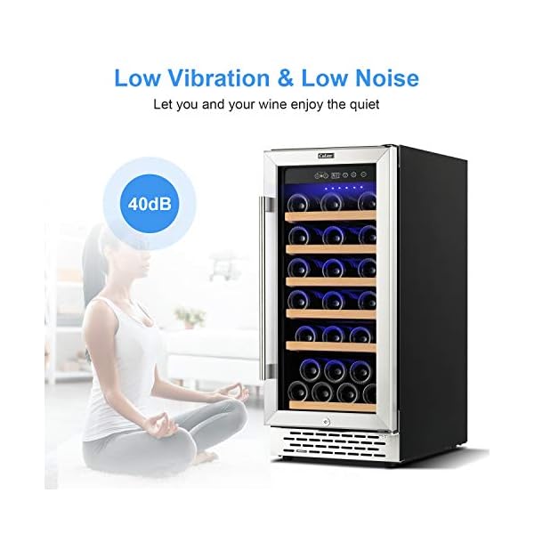 Colzer-Upgrade-15-Inch-Wine-Cooler-Refrigerators-32-Bottle-Fast-Cooling-Low-Noise-and-No-Fog-Wine-Fridge-with-Professional-Compressor-Stainless-Steel-Digital-Temperature-Control-Screen-Built-in-or-Fre