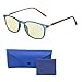 Blue Light Blocking Glasses Women & Men | Anti Eyestrain Headache Blue Light Glasses Gaming Computer Glasses | Yellow Tinted Lenses with Blue Anti Reflective Coating + Cleaning Cloth & Case (Blue)