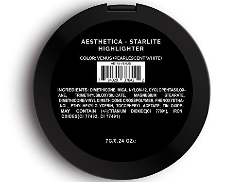Aesthetica Starlite Highlighter - Metallic Shimmer Highlighting Makeup Powder - Venus (Pearlescent White)