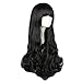 Mcoser Black Long Wavy Wig Anime Cosplay Halloween Daily Party Women Hair With Bangs Fringe Hairstyles