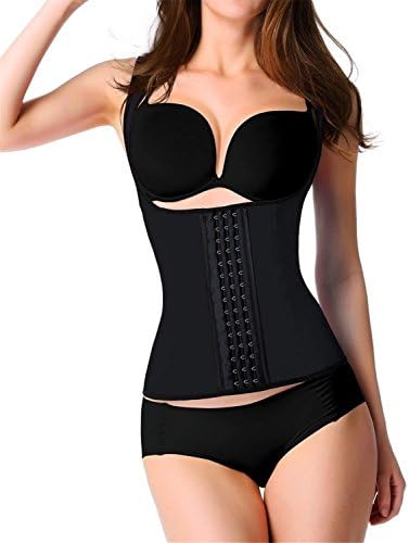 Amoluv Women's Waist Training Cincher Latex Corset Vest Waist Shaper Large Black