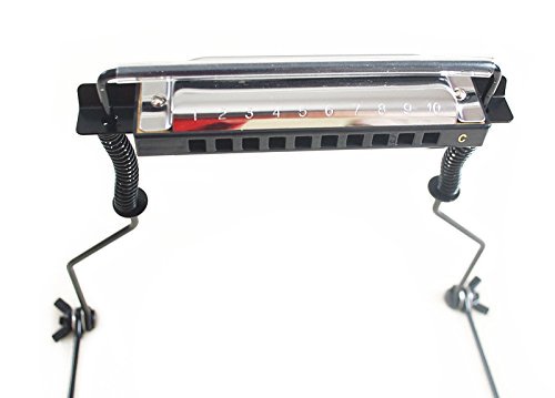Timiy Rotatable and Collapsible 10-Hole Harmonica Neck Holder Stand Support Rack Portable for Harmonica Practice - Thumbnail 3