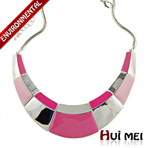 Glucky : Fashion Women Silver Plated Red Enameling Charms Link Chunky Chain Pendant Choker Necklaces Jewelry