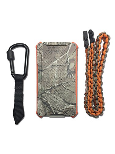 Dark Energy Poseidon IP68 Waterproof, Shockproof, Dustproof, 10,000mah, 2 USB Port, 3.4 Amp Portable Charger and Light PLUS Paracord Charging Cable, Realtree