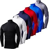 Men's Boys PowerLayer Compression Base Layer Top Long Sleeve Thermal Under Shirt - Mock Neck