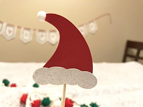 Santa hat 3D cupcake topper with soft pompom festive christmas bright red