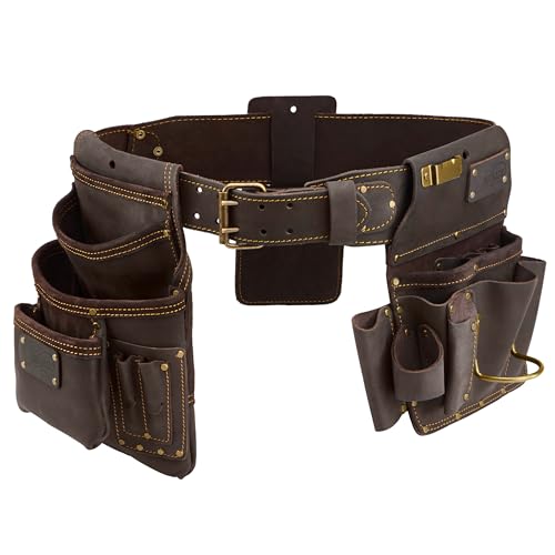 Ox Pro Drywall Tool Belt - 22-Pocket Leather Tool Belt Pouches -