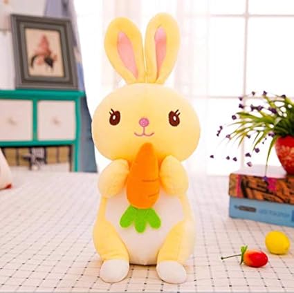 A Little Swag Cute Yellow Rabbit Bunny with Carrot Soft Animal Figure Plush Stuffed Toy for Kids.(30 cm)