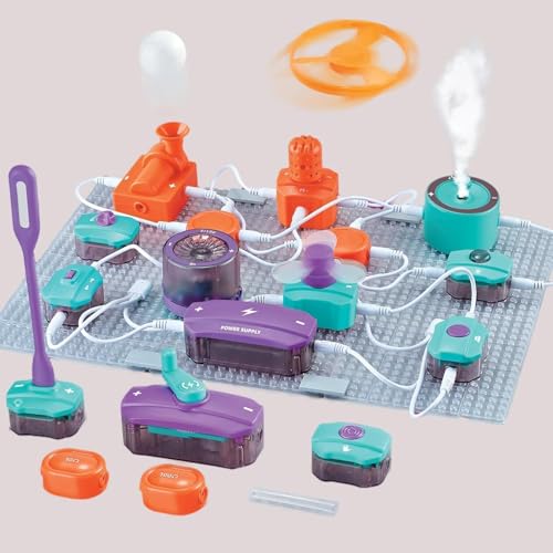 Electronic Circuit Set with 45 Circuit Blocks,101 Experiments to Learn Electricity, DIY Electronic Exploration Kit, STEM Educational Toys for Kids Ages 3+