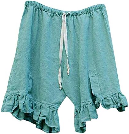 ❤️Ladies Ruched Shorts, Women's Solid Cotton and Linen Drawstring Shorts Loose Plus Size Pants S-5XL