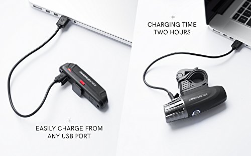 [- BerlinStandard USB Rechargeable LED Bike Light Set Waterproof Super Bright 300 Lumens Front Ligh