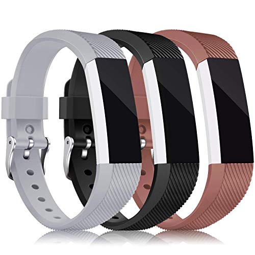 Konikit Band Compatible Fitbit Alta HR/Alta Straps, Soft Adjustable Replacement Band Accessory with Secure Watch Clasps, Pack of 3