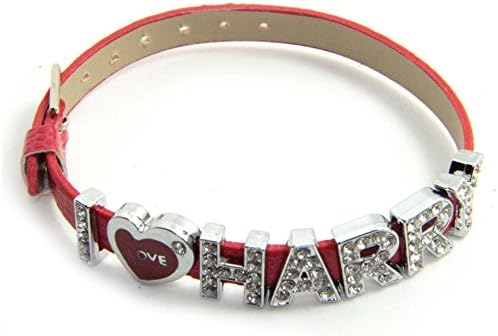 One Direction Style 1d Member I Love HARRY Crystal Slider Letter Wristband Bracelet Fashion Jewelry (red)