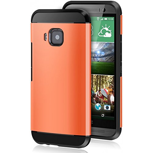 HTC One M9 Case, NOOT PRODUCTS® [Protector Series] HTC M9 Case [Lifetime Warranty] Premium Hard Polycarbonate + Shock Absorbing TPU [360° Protection] Dual Layer Protective Case Cover for HTC One M9 (HIMA) 2015 ((Black|Orange)