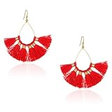 Tassel Earrings for Women - Bohemian Fan Tassel Drop Dangle Earrings,Fashion New Design Chic Fringe Earrings