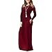 Jingying Women Long Sleeve Loose Plain Maxi Dresses Casual Long Dresses With Pockets