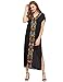 Milumia Women's Bohemian Floral Embroidery Split Maxi Dress Cover Ups Black M
