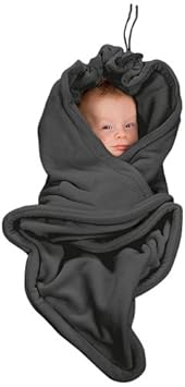 Hoppediz Fleece Einschlagdecke mit Gurtschlitzen für Autositze (3- und 5-Punkt) Anthrazit