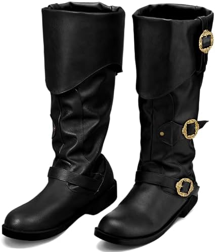 Amazon.com: JUNQIAKO Medieval Pirate Boots Unisex Renaissance Boot