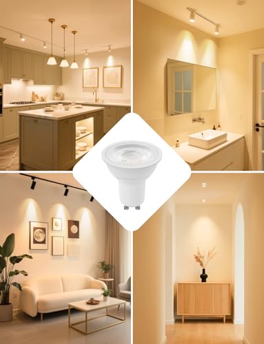 Lepro GU10 LED Warm White 6 W Bulb, 2700 K Warm White, 630 Lumen, 38° Beam Angle, Non-Dimmable Reflector Lamp, Energy Saving GU10 LED Bulb for Living Room, Kitchen, Bedroom, Pack of 4